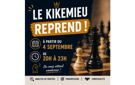 Reprise du Kikemieu le vendredi 4 septembre de 20h à 23h